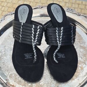 Dr Scholls Black Strappy Kitten Heel Sandals